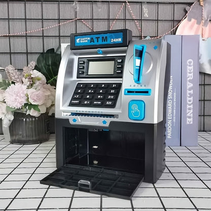 Electronic Money Bank for Kids with Debit Card & Cash Scanning – Digital ATM Piggy Bank with Coin & Bill Slot, Balance Calculator, Password Lock Safe Box, Fun Savings Toy Gift