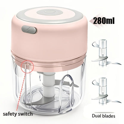 Mini Food Processor USB Rechargeable Electric Chopper 9.47oz – Portable Wireless Meat Grinder & Blender for Garlic, Vegetables, Fruit, Ginger & Chili, Compact Kitchen Tool for Home Office Travel