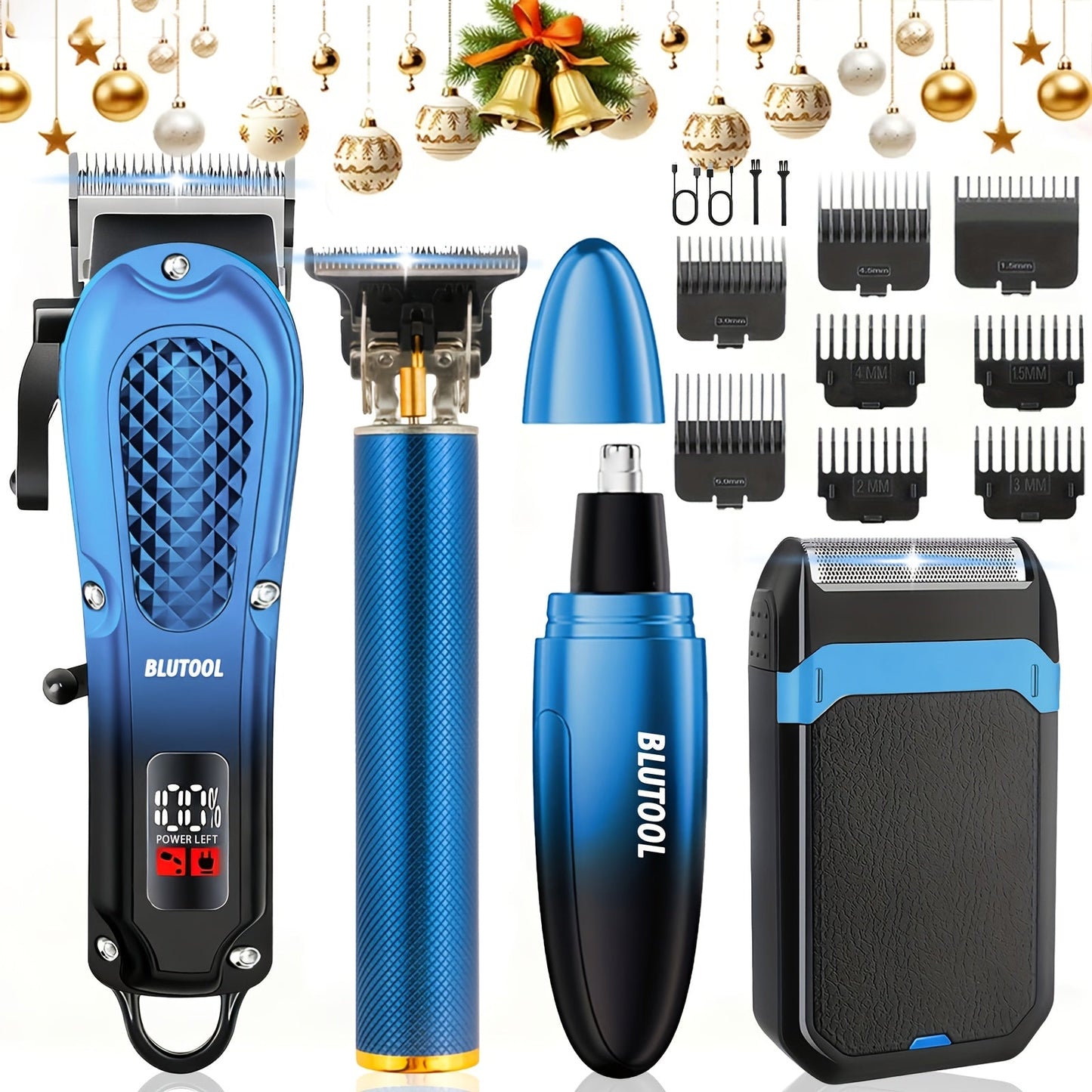 Multi-Piece Hair Clipper Kit for Men – USB Rechargeable Cordless Electric Trimmer Set, 2-Piece & 4-Piece Home Travel Barber Tool, Black Blue Gold Grooming Gift