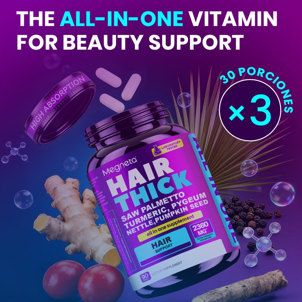 Biotin Hair Growth Supplement 90 Capsules for Thicker Fuller Hair with Collagen Peptide Saw Palmetto Vitamin C D3 E Hyaluronic Acid Amino Acids for Women