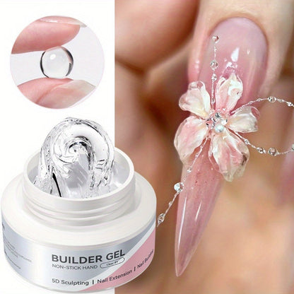 Builder Gel Nail Extension Sculpting Gel 60g No-Sticky Soak-Off – Clear & Milky White 3D Carving Molding UV/LED Curable Construction Gel for DIY & Salon Nail Art Women by BORN PRETTY