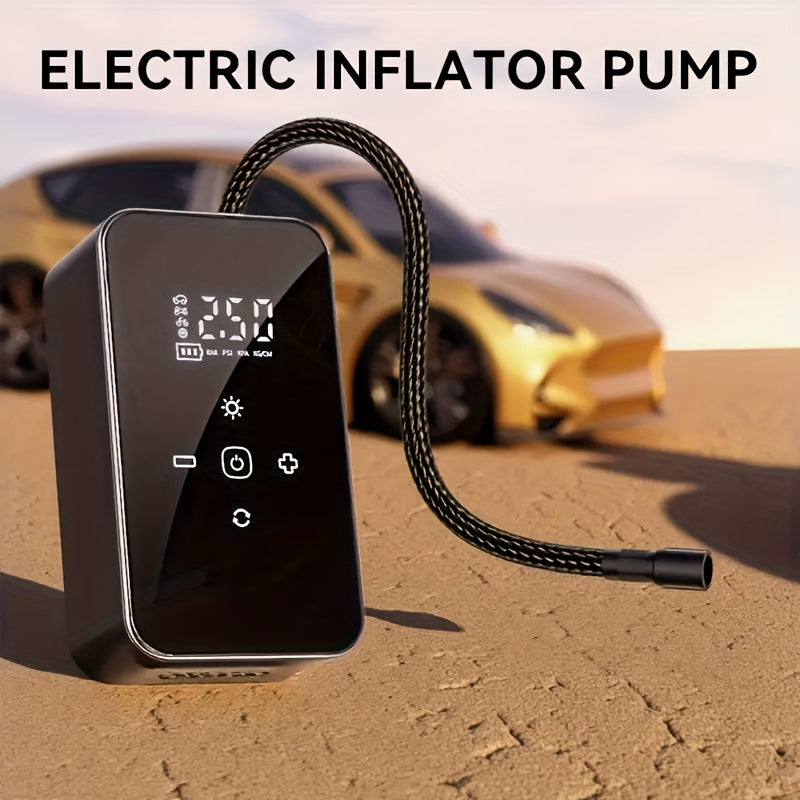 Portable Tire Inflator with Digital Pressure Gauge And LED Light Suitable for Family Travel And Sports Compatible with USB-C Equipment Portable Tire Inflator Fashionable Design DUrable Structure Lightweight Design Of Garage Tools Rechargeable Battery