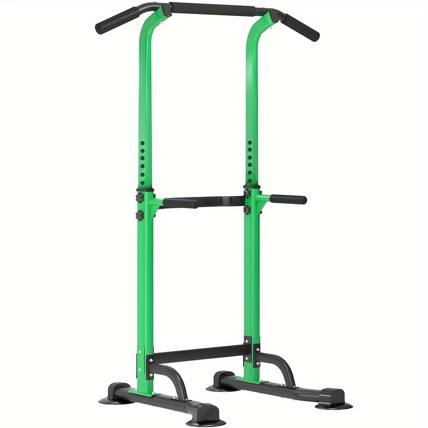 Power Tower Dip Station Pull Up Bar for Home Gym – 330lb Capacity, 10 Height Levels 65"-83", 6 Exercise Positions, H-Base with Suction Cups – Full Body Strength Training Equipment