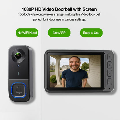 Video Doorbell Camera 1080P HD Wireless with Night Vision, Motion Detection, Two-Way Audio, Indoor Chime & Cloud Storage – 5200mAh Battery, 166° Wide Angle, 2.4GHz WiFi Smart Door Camera