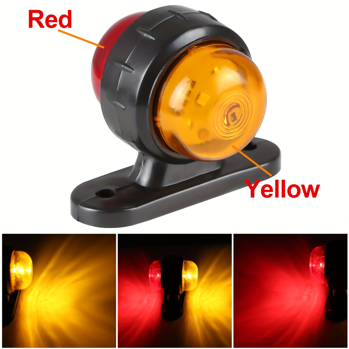 10pcs 12-24V Double-Sided Car Truck Side Indicator Lamps Red Amber Blinker Signal Indicator Lamp for Trailer Lorry Caravan