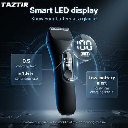Waterproof Beard Trimmer 5-in-1 Body Grooming Kit for Men IP67 USB Rechargeable Electric Razor with Ceramic Blades LED Display – TAZTIR Black Matte Finish Gift Box Set, Birthday Father's Day Holiday Gift