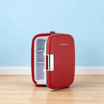 Mini Car Refrigerator, 4 Liter Compact Cooler & Warmer with 120V AC & 12V DC – Portable Mini Fridge for Car, Travel, Outdoor, Bedroom and Home Use, Available in Red and White