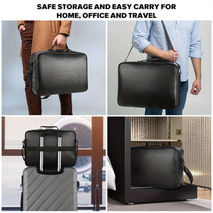 Fireproof Document Bag with Combination Lock - 17x11.8x5 Inch Waterproof File Organizer, 2000°F Fireproof, Multi-Layer Storage for Passport Cash Laptop, 3 Carry Methods, for Travel Home Office, Black/Pink/Blue