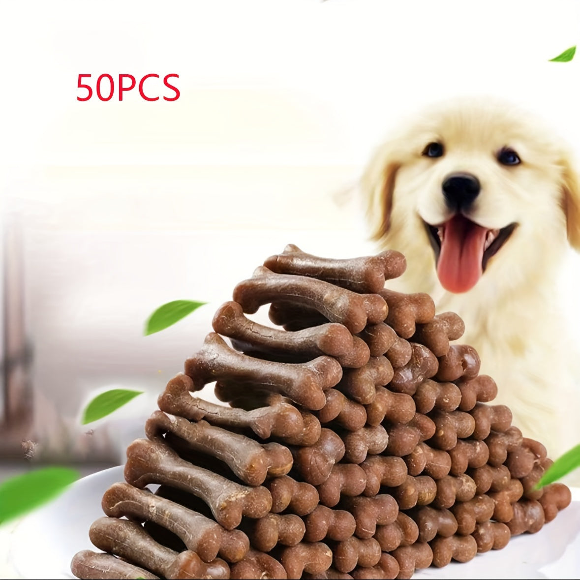 Dog Teeth Grinding Chew Sticks 50pcs – Dental Cleaning Toy & Training Reward for Small Dogs, Corn Starch & Chicken Liver Flavor, Assorted Colors, Edible Chew Toy