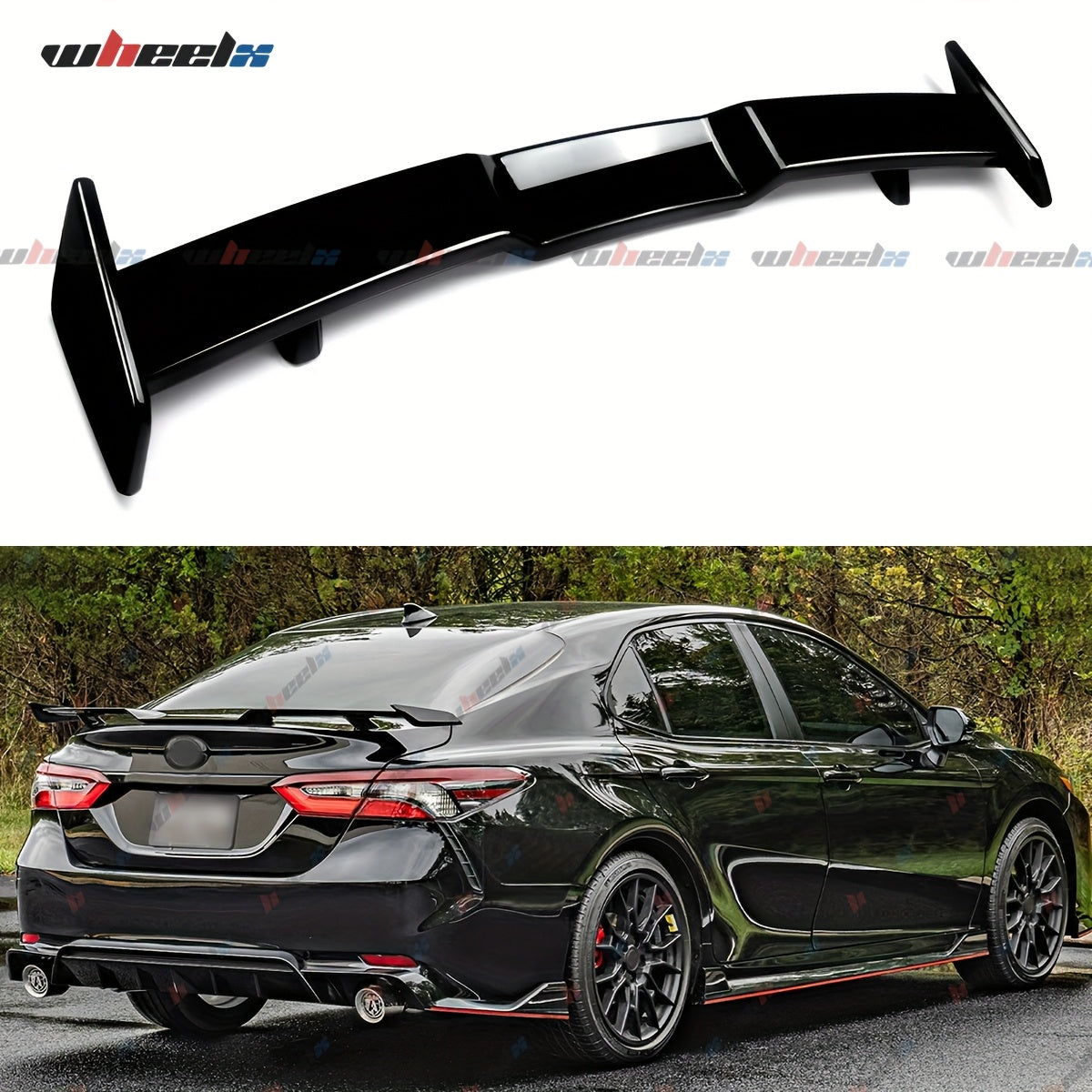 Highkick Trunk Spoiler Wing Lip Compatible with 2018-2024 8th Gen Toyota Camry/ 10th Gen Honda Accord, JDM Style, Gloss Black/ Matte Black/ Carbon Fiber