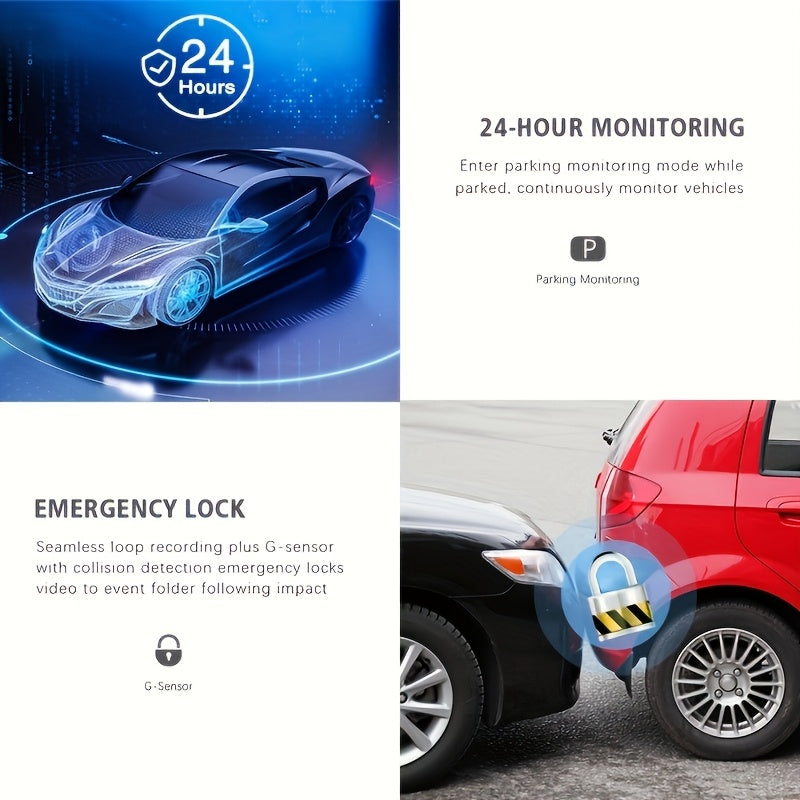 Two/Triple Camera Dash Cam - Infrared Night Vision, 1080P Front And 720P Rear,170° Wide Angle & Built-In Audio - Optional 32GB Card, Loop Recording, G-Sensor - Perfect Vehicle Safety Camera 24 Hours Parking Mode for New Cars Or Holiday Gifts