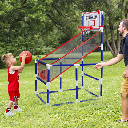 Kids Adjustable Basketball Hoop Set with 2 Balls & Storage – Indoor Outdoor Sport Toy for Ages 3–6, Thick PVC Frame | Best Birthday Christmas Gift for Boys and Girls