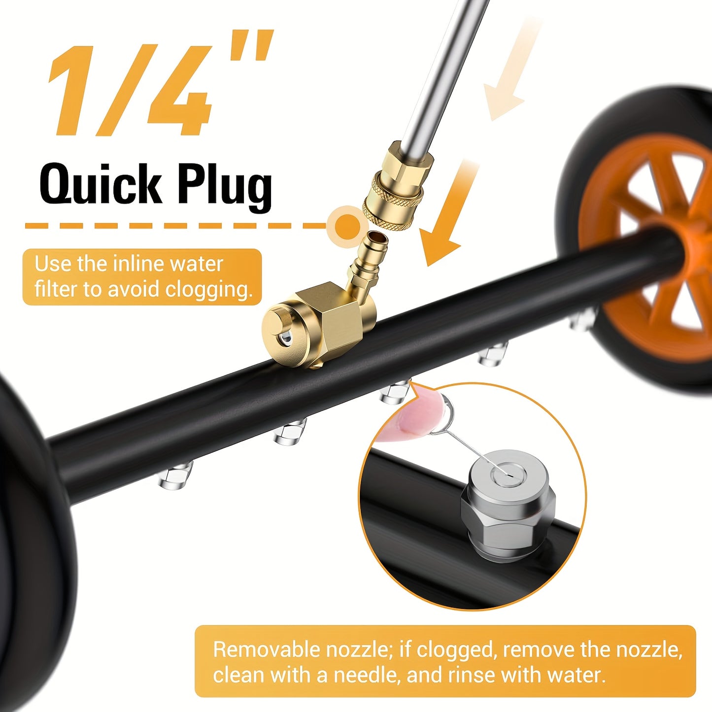 High Pressure Washer, 4000 PSI, Undercarriage Cleaner With 3 Stainless Steel Extension Bars, 1/4 Inch Quick Connect, For Car Body & Chassis Cleaning, Suitable For Car Undercarriage Roads Pools, Ideal Gift For Car Enthusiasts & Homeowners, Without Battery