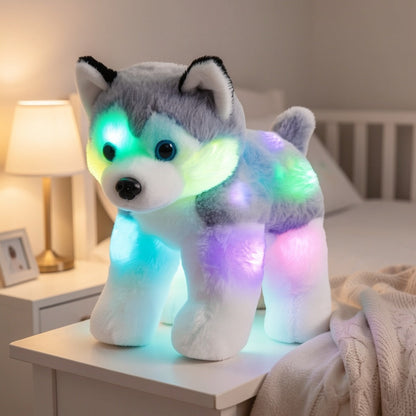 Musical Glowing Husky Puppy Plush Toy 12 Inch – Soft Dog Stuffed Animal with Light-Up Night Light & Lullaby Music, Cozy Bedtime Gift for Toddlers Kids Boys Girls Birthday Valentine Christmas