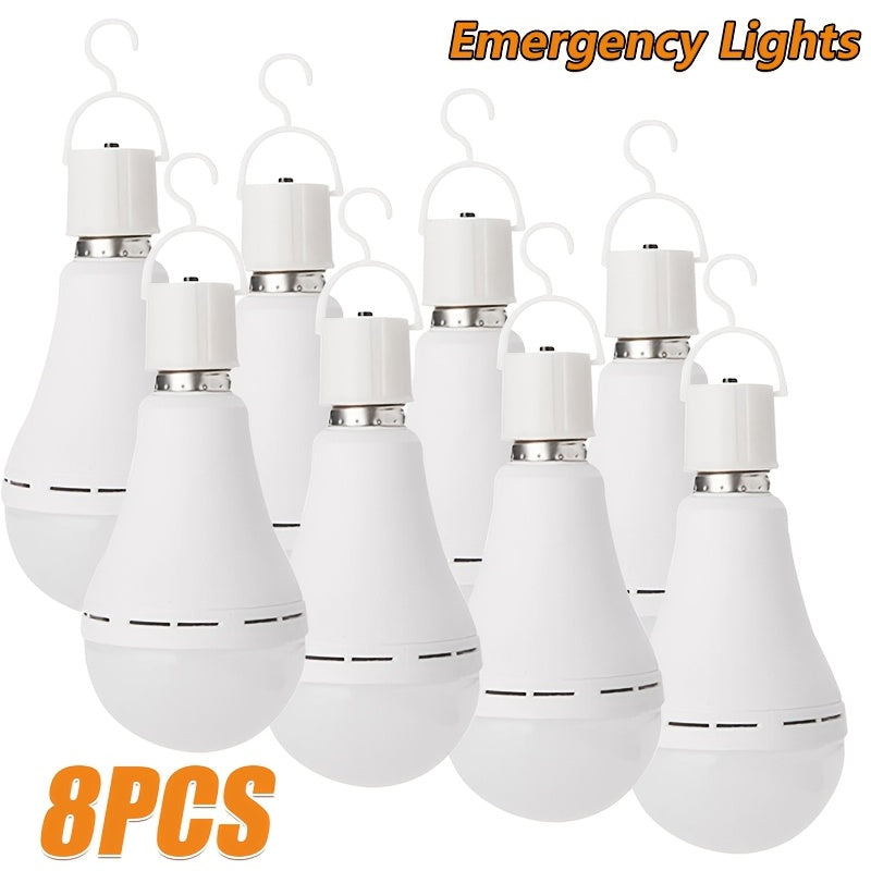 Rechargeable Emergency LED Bulb IP54 Waterproof 2000mAh 60W Equivalent 6000K with Hook – E27 E26 Universal Base Wireless Portable Auto-On for Home Office Camping Outdoor Power Outage, 4 8 10 12 Pack
