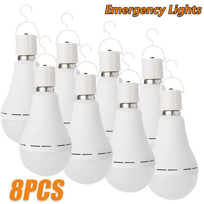 Rechargeable Emergency LED Bulb IP54 Waterproof 2000mAh 60W Equivalent 6000K with Hook – E27 E26 Universal Base Wireless Portable Auto-On for Home Office Camping Outdoor Power Outage, 4 8 10 12 Pack
