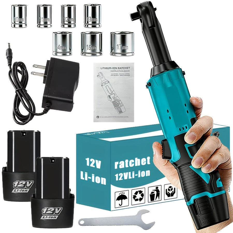 Set of Cordless Electric Ratchet Wrenches, Featuring a Brushless Electric Ratchet Wrench, 12V Cordless Ratchet Tool Kit, Ideal for Automotive Repairs Involving Screws And Nuts, Comes with a Battery And Quick Charger