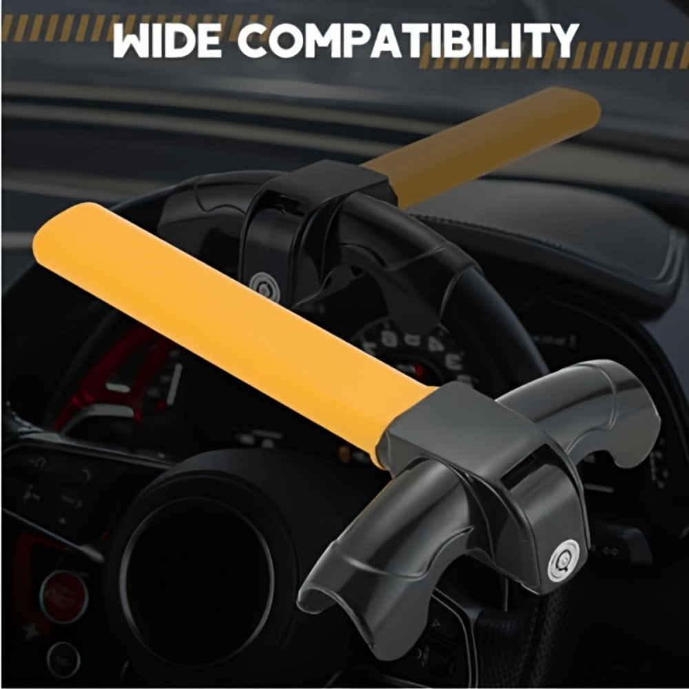 Universal Car Steering Wheel Lock Anti-Theft T-Bar – Heavy-Duty Thick Steel, Cut-Resistant, Computer-Coded Crescent Cylinder, Stops Keyless Entry Robbery, Fits All Vehicles, Includes 2 Keys