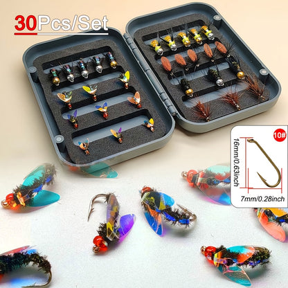 Fly Fishing Flies Kit Hand-Tied Assortment – Dry Flies, Wet Flies, Nymphs & Streamers for Trout, Bass, Salmon | Freshwater & Saltwater | 30/84/114Pcs with Fly Box for Stream, Lake & River Fishing