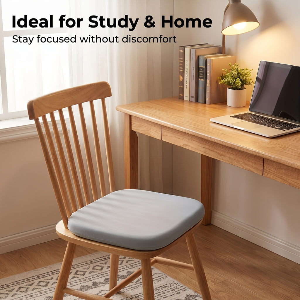 Comfort Seat Pad - 1.5-Inch Resilient Memory Foam Core with Detachable Fabric Cover, Textured Bottom Grip for Office/ School/ Truck Seats, Evenly Distributes Weight for Better Posture