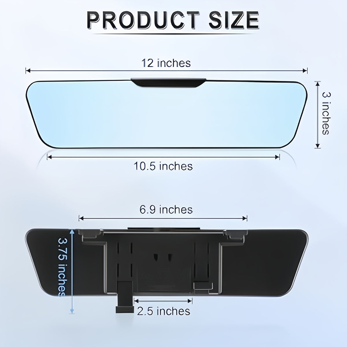 Anti-glare Rearview Mirror, Universal 12-inch (305mm), Wide-angle Panoramic Convex Rearview Mirror, Can Be Clipped On The Original, Eliminating Blind Spots And Anti-glare for Cars, SUVs And Trucks. Give Away 3 Aromatherapy.