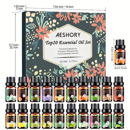 Essential Oil Set – Pure Natural Aromatherapy Oils in Amber Glass Bottles for Diffuser & Humidifier, DIY Fragrance, Valentine's Day & Holiday Gift for Women, Girls, Friends & Family (12/20/26pcs)