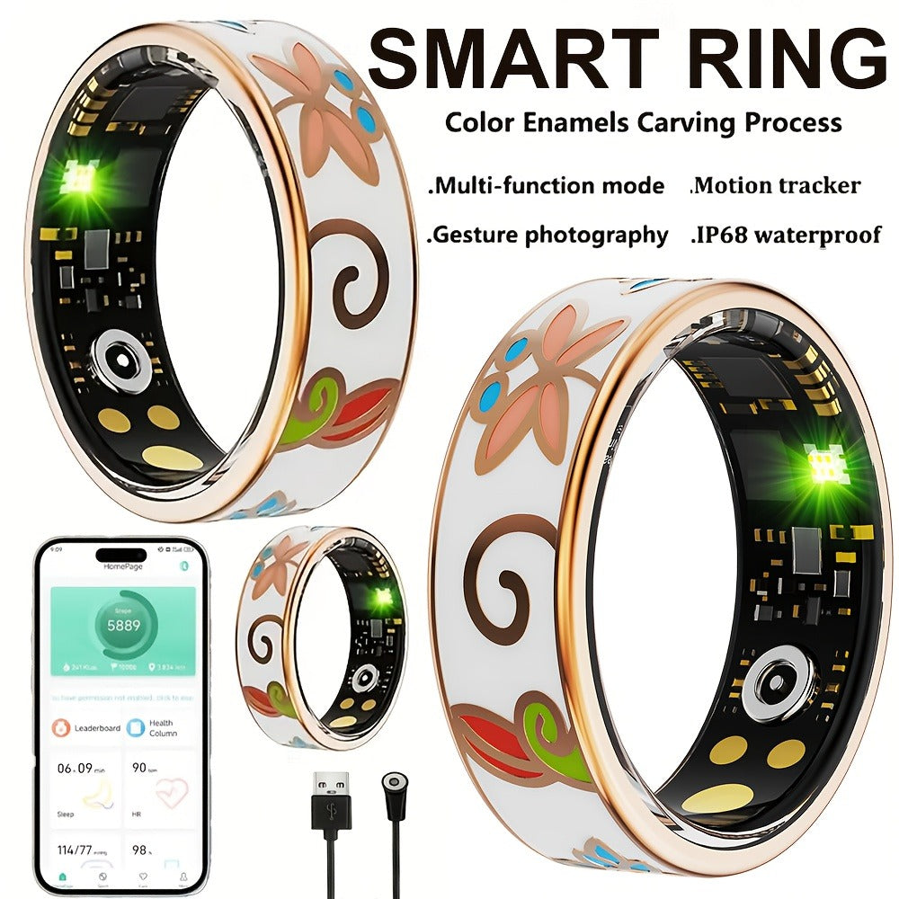 Women's Smart Ring Fitness & Sleep Tracker – Step, Distance & Calorie Monitor, IP68 Waterproof, Bluetooth 5.3, iOS & Android, Elegant Daily Accessory, Gift for Mom & Girlfriend