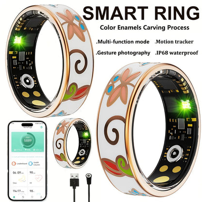 Women's Smart Ring Fitness & Sleep Tracker – Step, Distance & Calorie Monitor, IP68 Waterproof, Bluetooth 5.3, iOS & Android, Elegant Daily Accessory, Gift for Mom & Girlfriend