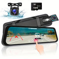 Front And Rear Mirror Dash Camera, Featuring a Rearview Mirror Camera with a TF Card, a 9.66-Inch 1080P IPS Touchscreen, Loop Recording, Wide Angles of 150° And 120°, Night Vision, G-Sensor, And an AHD Backup Camera