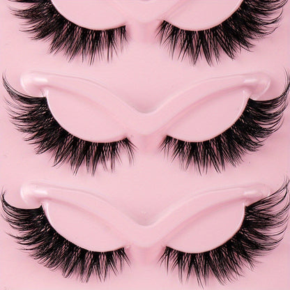 3D Cat Eye False Eyelashes 15 Pairs Fluffy Soft Wispy Cross Clear Band D Curl 10-12mm – Natural Manga Style Reusable Lash Multipack for Daily Wear, Date Night & Special Occasions