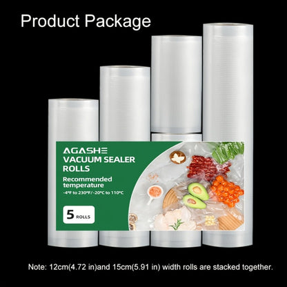 Vacuum Seal Bags Roll 5-Pack Multi-Size – BPA-Free PE+PA Vacuum Storage Roll Bags 3 Meters, 5 Widths for Food Storage, Meal Prep, Sous Vide & Freshness Preservation, Compatible with Vacuum Sealers