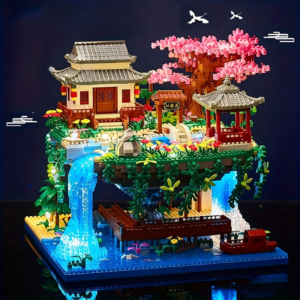 Bonsai Tree Building Set 3320 Pieces Micro Blocks – Chinese Architecture Peach Blossom Cherry Blossom Miniature Model Kit, Unique Birthday Christmas Gift for Adults Teens Collectors