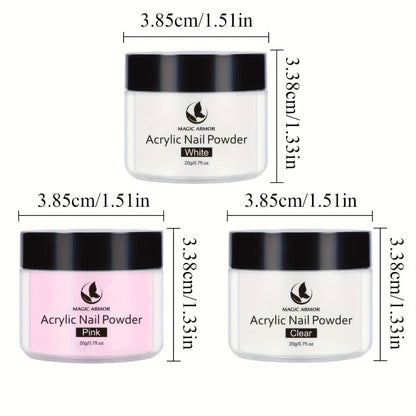 Acrylic Nail Kit for Beginners Nail Technicians with Professional Brush Tricolor Acrylic Powder Complete Starter Set for Practice Nail Extensions Salon Quality DIY Nails