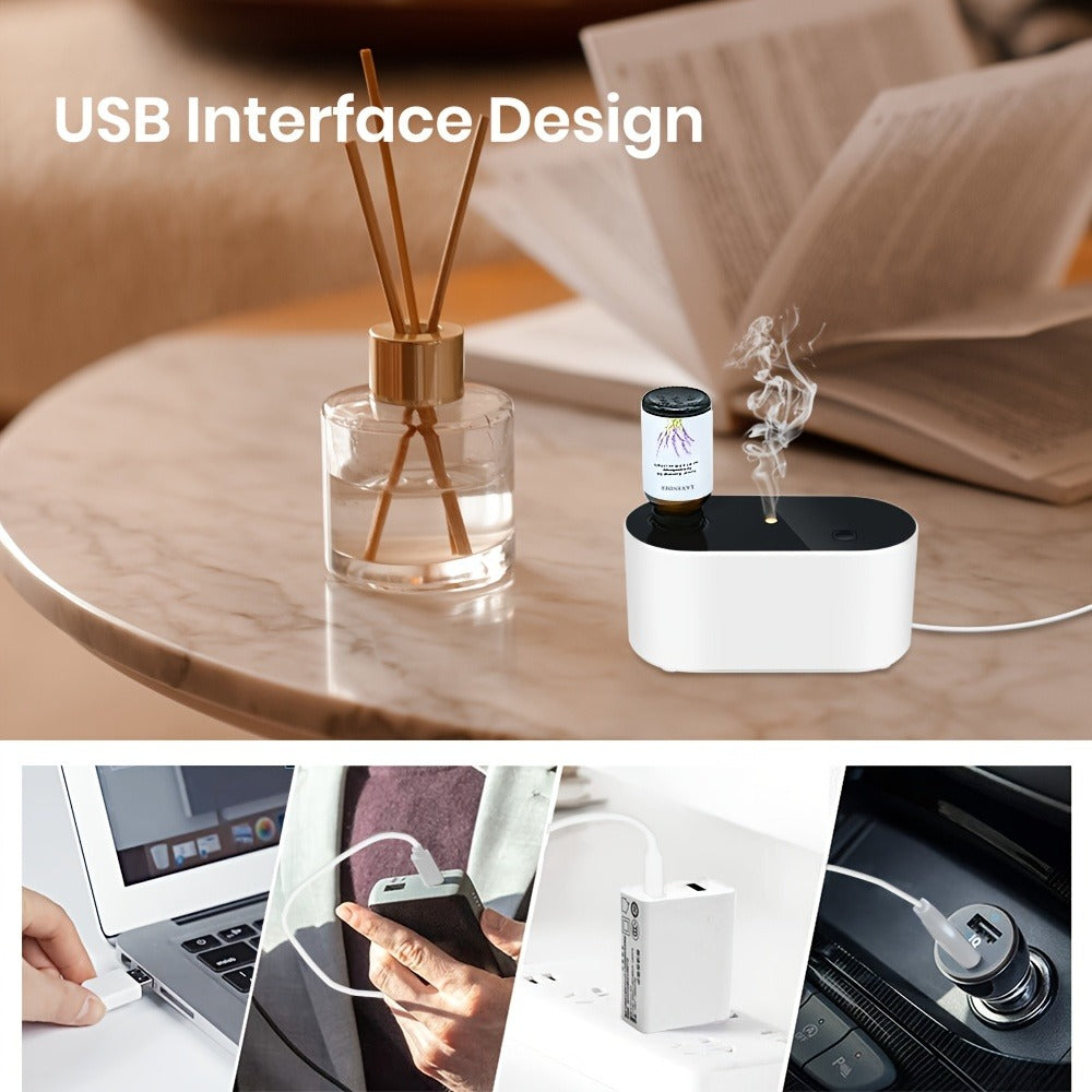 Essential Oil Diffuser Waterless Aroma Diffuser – USB Mini Humidifier, 3 Misting Modes, Color LED Lights, Auto Circulation for Home, Office & Car