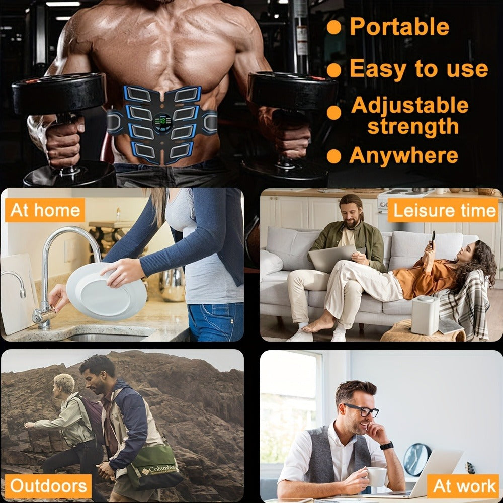EMS Ab Muscle Training Band – Whole Body Electric Muscle Stimulator Belt for Abdominal Toning, Passive Workout During Reading, Watching TV & Housework