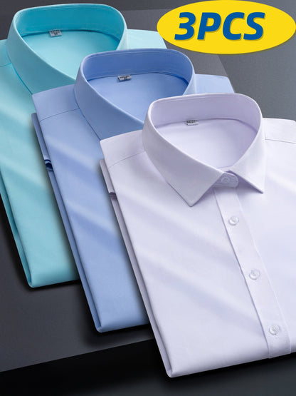 Men's Solid Color Shirt - Classic Neck Long Sleeve 567653