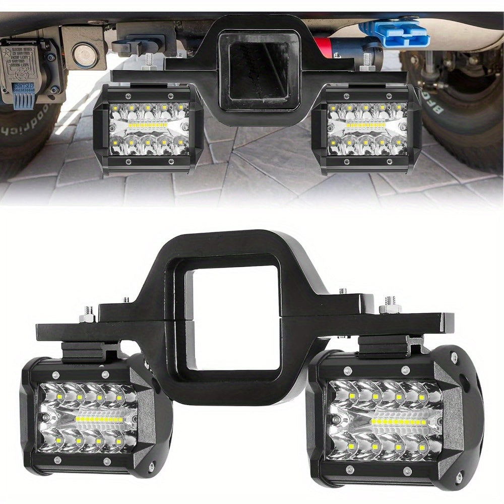 [LED Light For Trailer] Hitch LED Light With 4 - Inch Size, 2 - Inch Towing Hitch Mount Brackets For Trailer Dual LED Off - Road, Without Battery