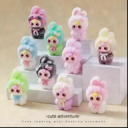 Cute Flocked Plush Mini Dolls 10pcs – Car Dashboard & Desktop Decoration, Random Mixed Colors, Fun Car Interior Accessory & Office Desk Decor