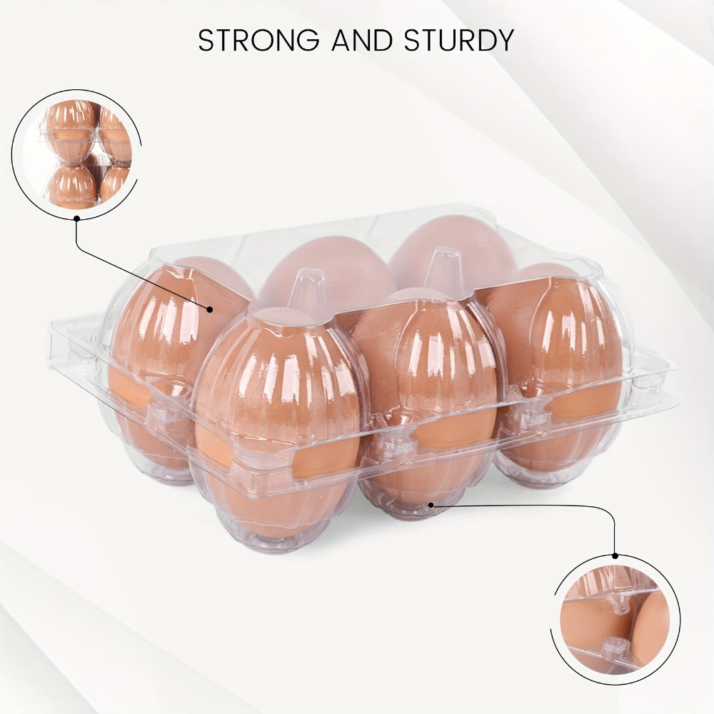 Plastic Egg Cartons, 60 Pack Clear 6-Cavity Reusable Egg Holders with 4 Label Stickers – Bulk Egg Carton Set for Home, Ranch, Chicken Farm, Market Display, Kitchen Storage and Refrigerator