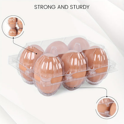 Plastic Egg Cartons, 60 Pack Clear 6-Cavity Reusable Egg Holders with 4 Label Stickers – Bulk Egg Carton Set for Home, Ranch, Chicken Farm, Market Display, Kitchen Storage and Refrigerator