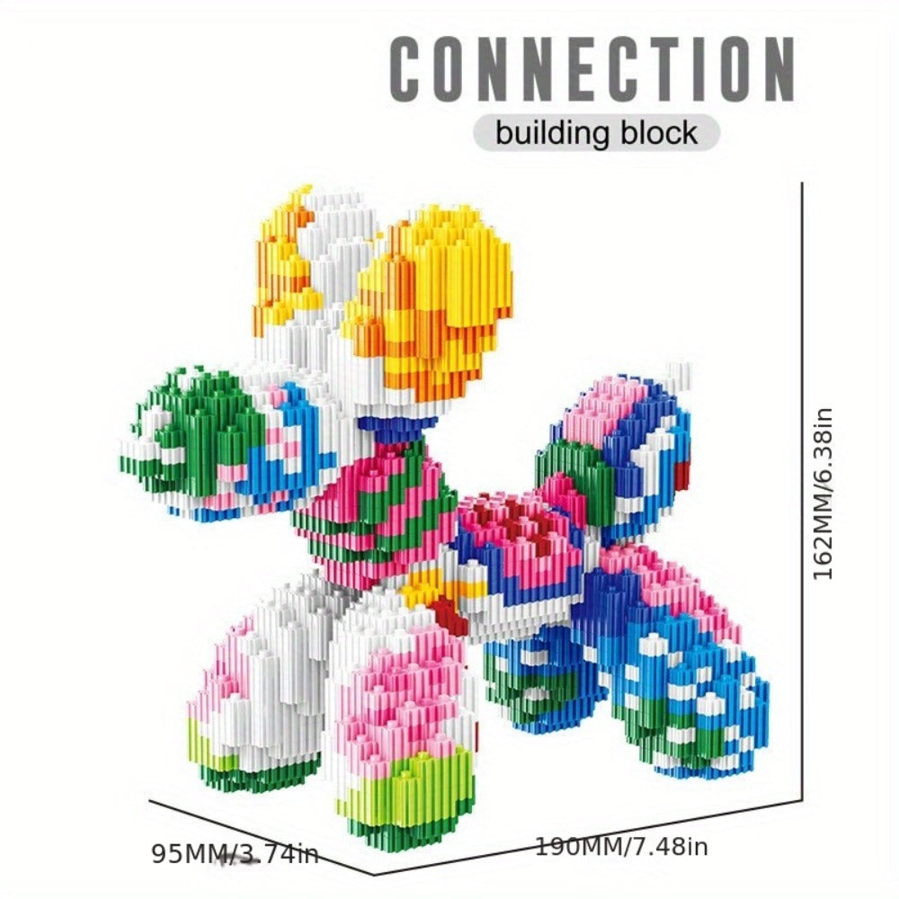 Balloon Dog Building Blocks Set – Colorful Interlocking Brick Sculpture Pop Art Home Decor Display Model for Adults Teens Art Lovers Birthday Christmas Gift 5 Colors