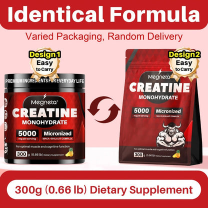 Micronized Creatine Monohydrate Powder 300g — 5000mg Per Serving | 60 Servings | Strength, Power & Focus Formula | No Artificial Sweeteners or Flavors | Pure Unflavored Pre & Post Workout