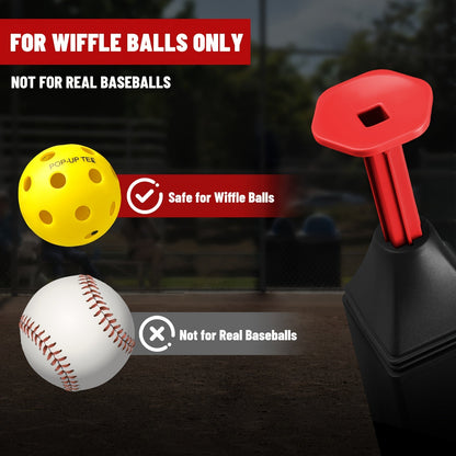 Baseball Softball Hitting Tee with Popper & 12 Mini Balls | Launches Up to 40 Inches High | No Battery Required | Kids Youth Batting Practice Training Set Black Red