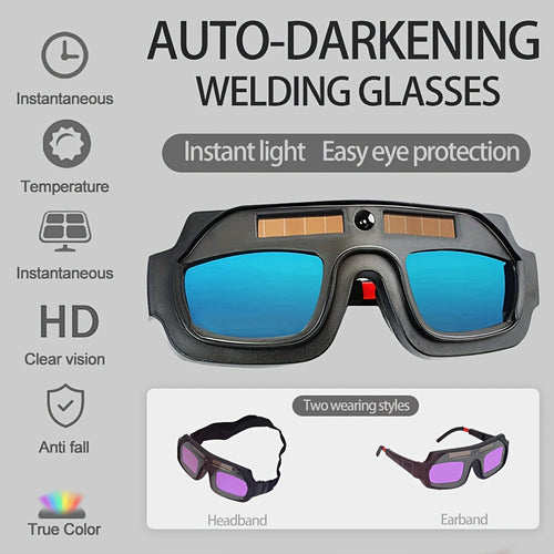 Welding Goggles, True-color Anti-glare Safety Welding Glasses, Suitable for TIG, MIG, MMA, Plasma Welding, Lightweight Welder's Glasses with Protective Lenses and Elastic Headband