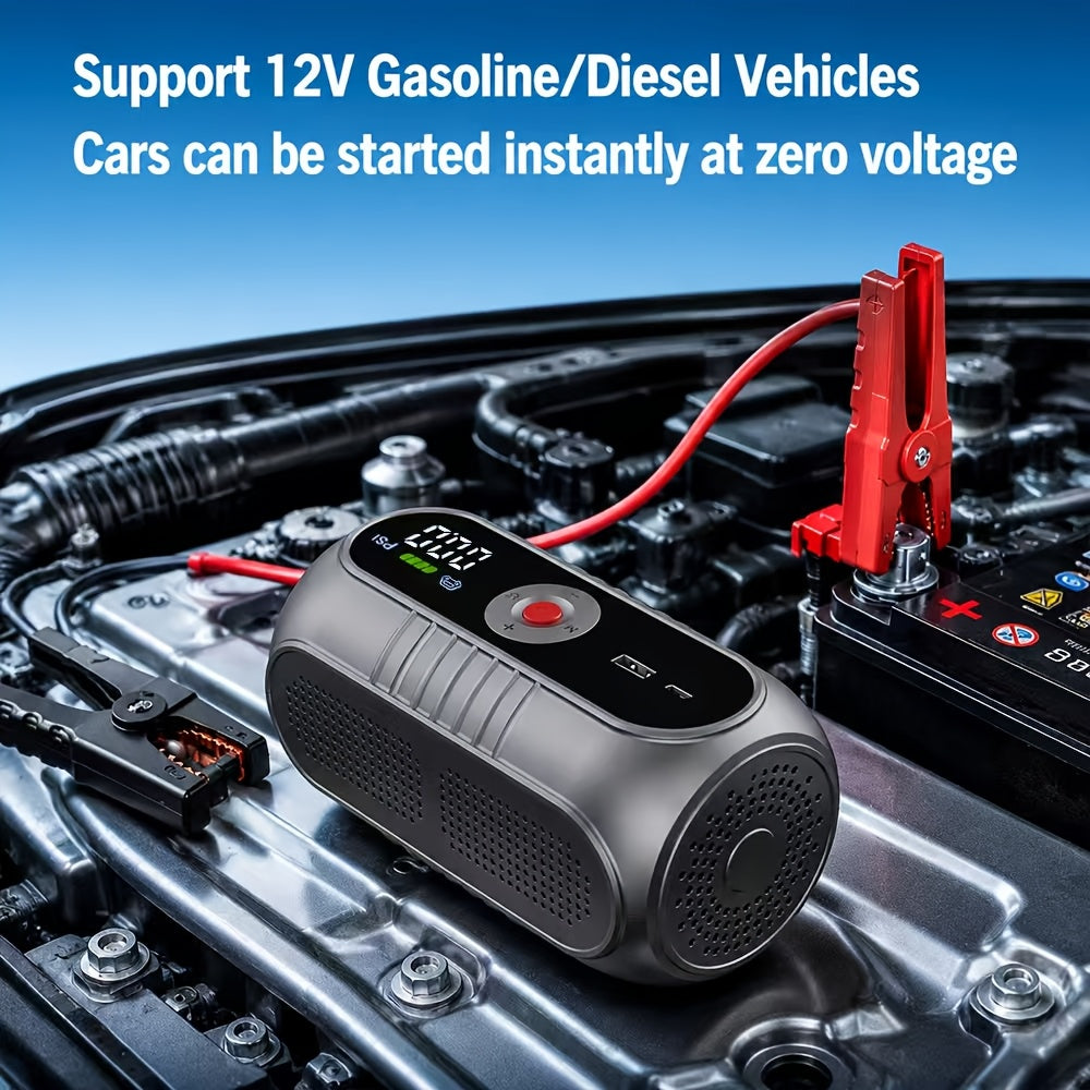 5-in-1/10IN1 Portable Car Battery Jump Starter With Tire Inflator 12V Fast Start, Battery Boost, USB I/O, LED Emergency Light, Reliable Power, Roadside/Vehicle Emergency Tool 4000A/12000A Portable Wireless Car Jump Starter Battery Portable