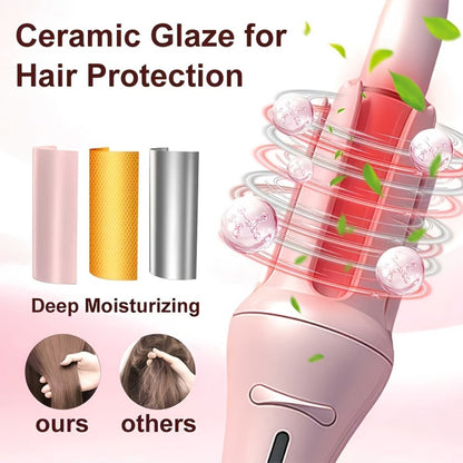Automatic Curling Iron for Women with Ionic Technology — 4 Temperature Settings, 3 Timer Options, Dual-Direction Rotation, Anti-Scald & 360° Rotating Cord, Salon Waves at Home