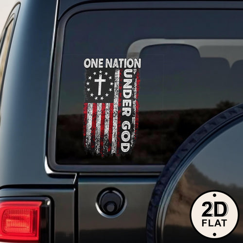 Automotive Stickers And Decals, Vinyl Window Decals, a Flag with a Cross Representing One Nation Under God, Humorous Bumper Stickers (1pc)