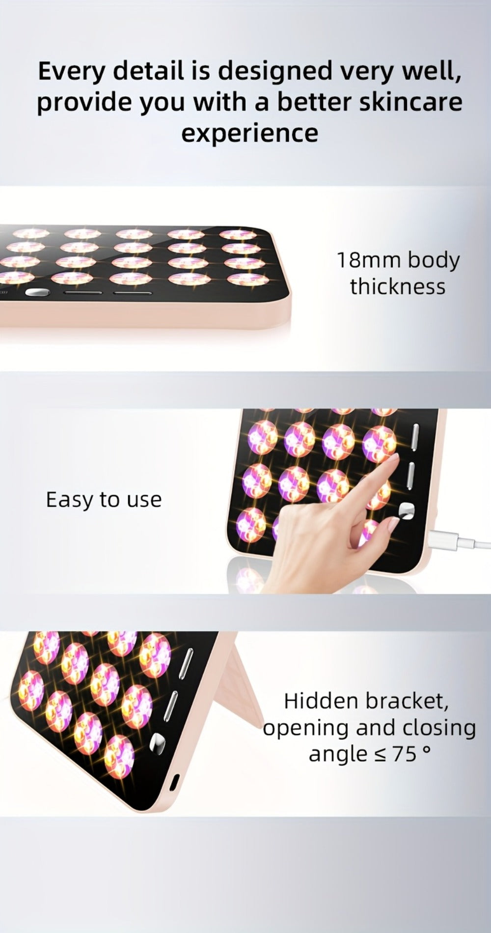 LED Light Therapy Device for Face & Body with Stand - Home Spa