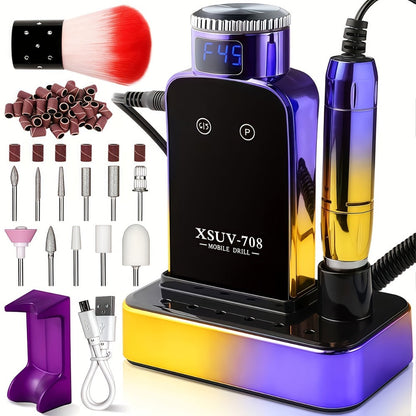 45000RPM Cordless Nail Drill Machine – Rechargeable Professional Electric Efile for Acrylic & Gel Nails | Variable Speed Nail Drill for Manicure, Pedicure, Shaping & Polishing, Salon & Home Use