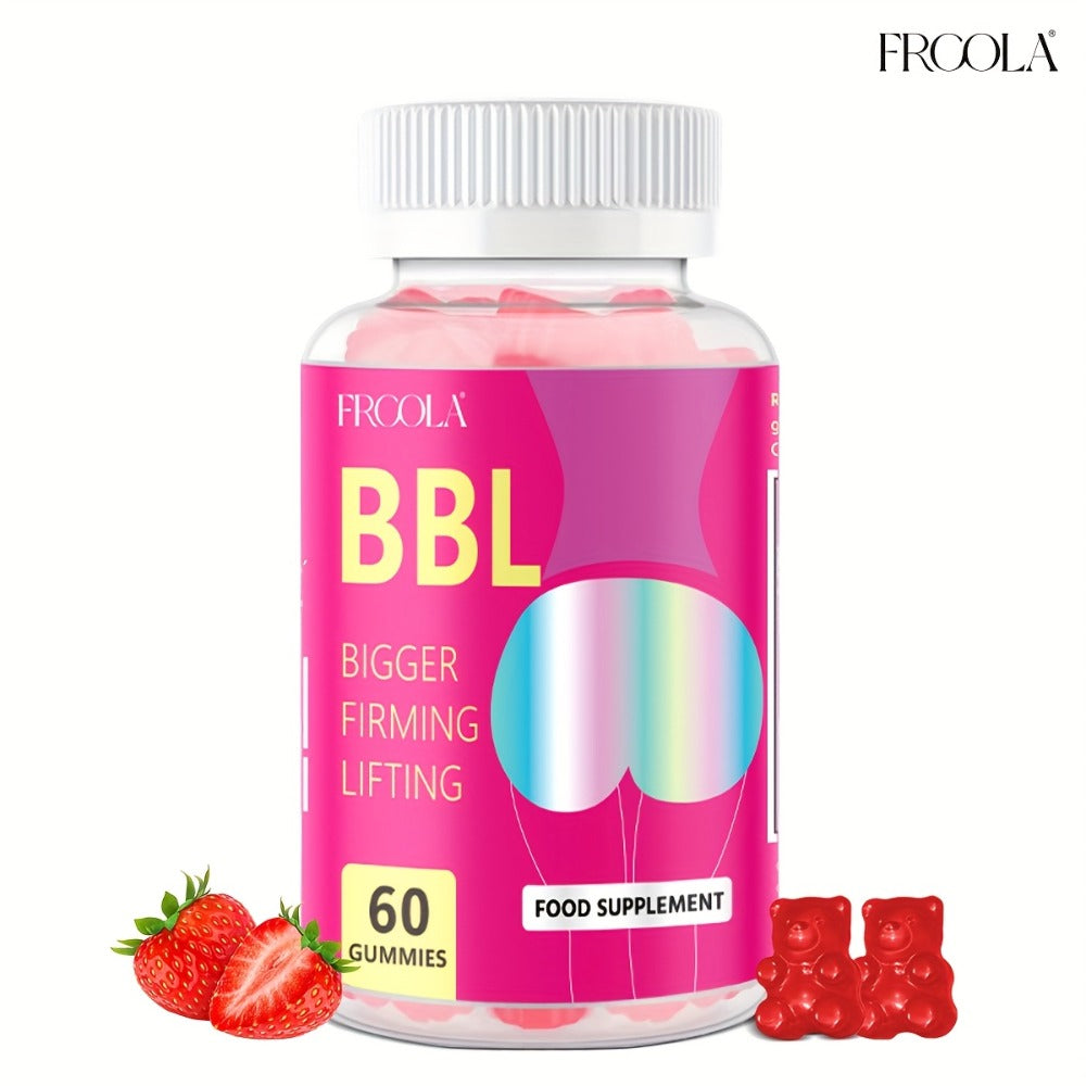 Women's BBL & BBG Herbal Gummies – Bum & Chest Enhancement Support Supplement for Women, Strawberry Flavor, 60 Gummies 30-Day Supply